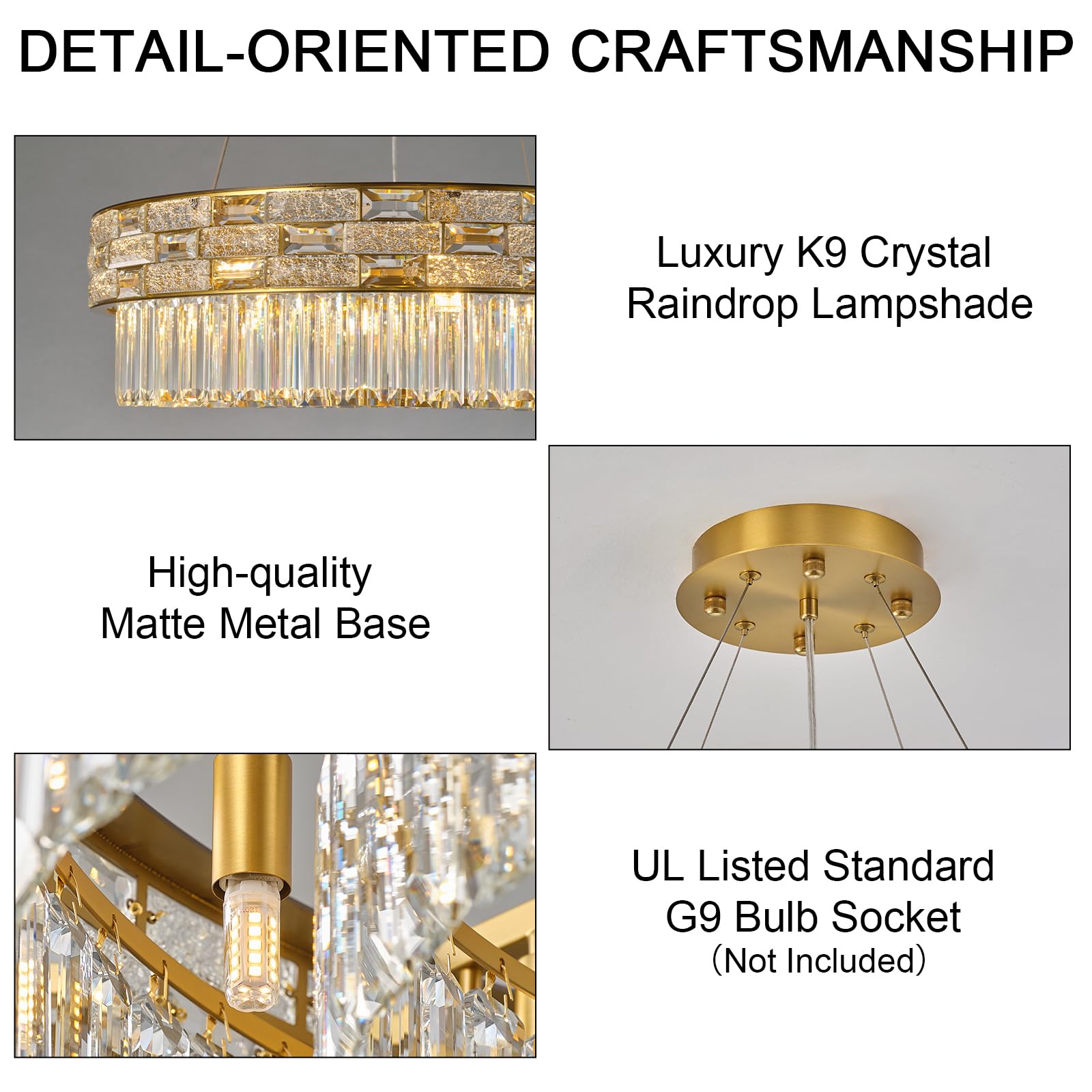 Crystal Chandeliers, 23" 8-Light Round Chandelier for Living Room, Modern Chandelier for Bedroom, Foyer Chandeliers for Entryway, Dining Room Lighting Fixture Hanging Lights